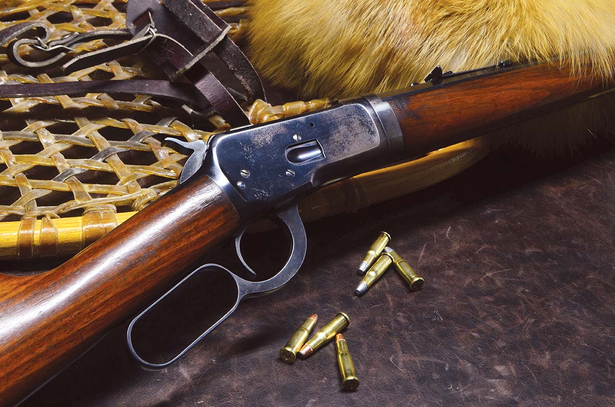Winchester Model 1892 special-order takedown. The 1892 in 25-20 WCF was an ideal trapper’s rifle. The ammunition is loaded with 60-grain Hornady jacketed bullets and 85-grain hard cast bullets.